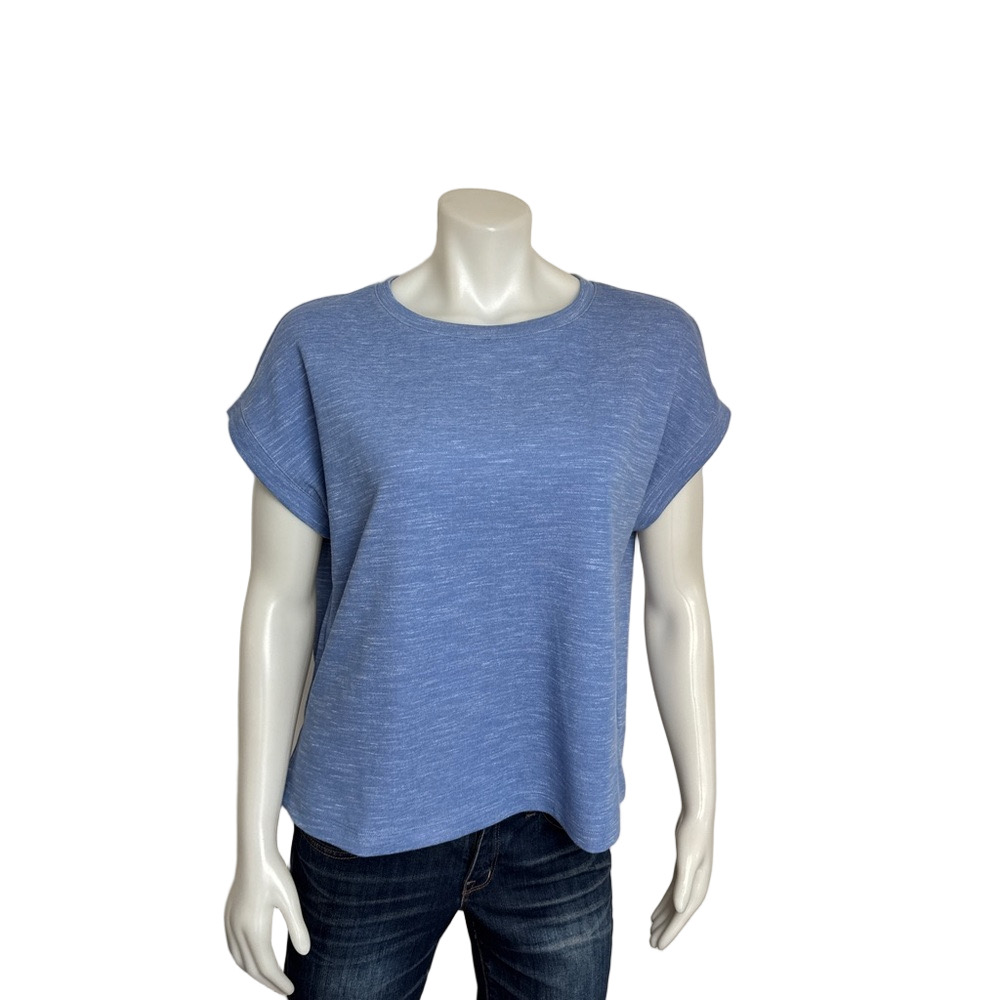 T by Talbots - Airknit Stretch Crewneck Tee. Heathered Blue. Size: 1X